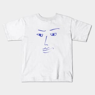 Minimalist Unimpressed Face Line Drawing Kids T-Shirt